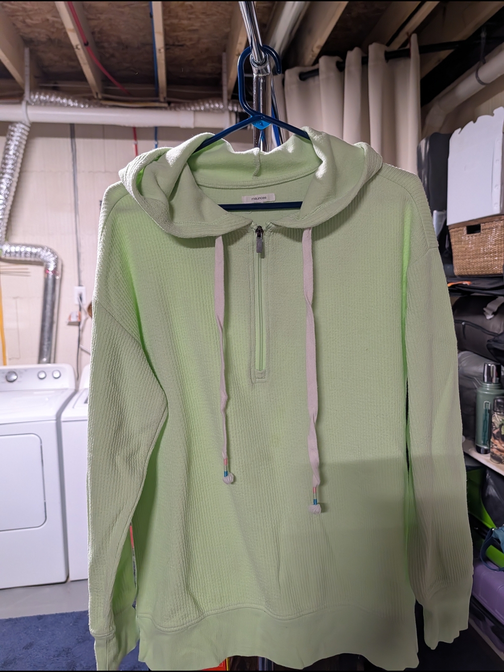 Light Green Hooded Half-Zip WoMen's Sweater